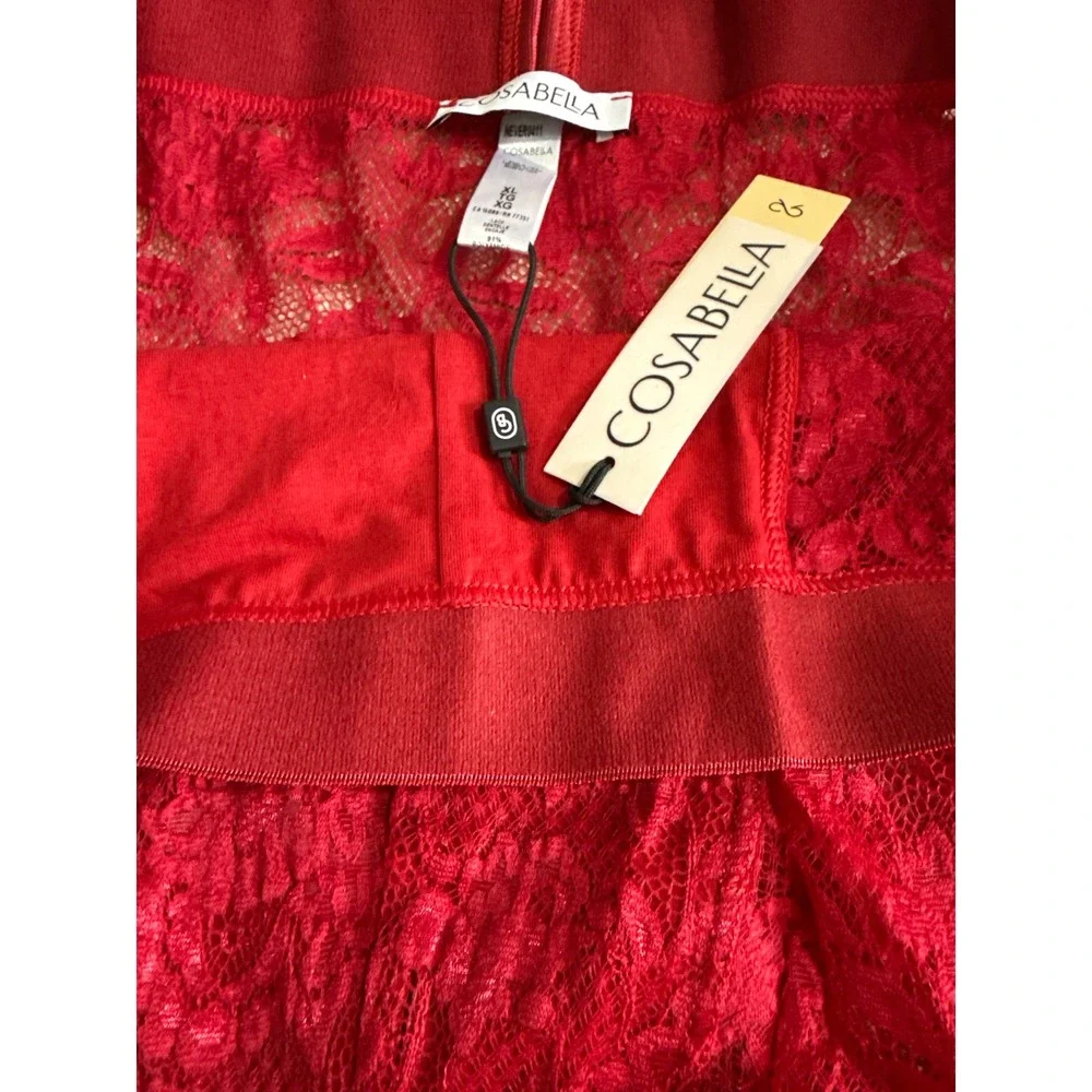 Cosabella Never Say Never Lace Trunk‎ Shorts Red size XL NWT